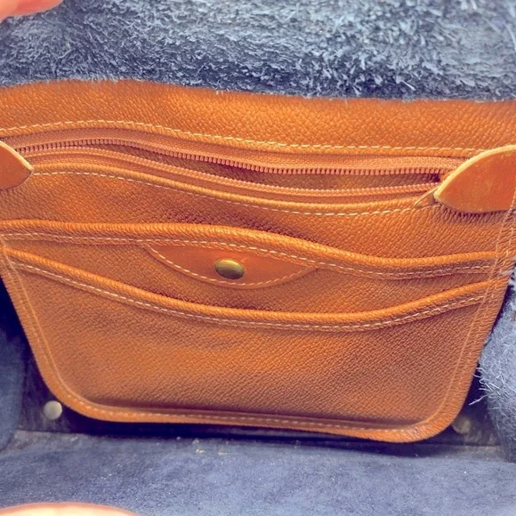 Vintage Dooney & Bourke Navy Blue And Tan Pebble  Leather Shoulder/Crossbody Bag - Picture 7 of 15